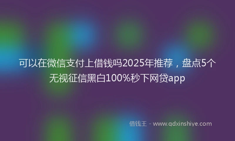 可以在微信支付上借钱吗2025年推荐，盘点5个无视征信黑白100%秒下网贷app
