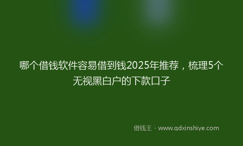 哪个借钱软件容易借到钱2025年推荐，梳理5个无视黑白户的下款口子