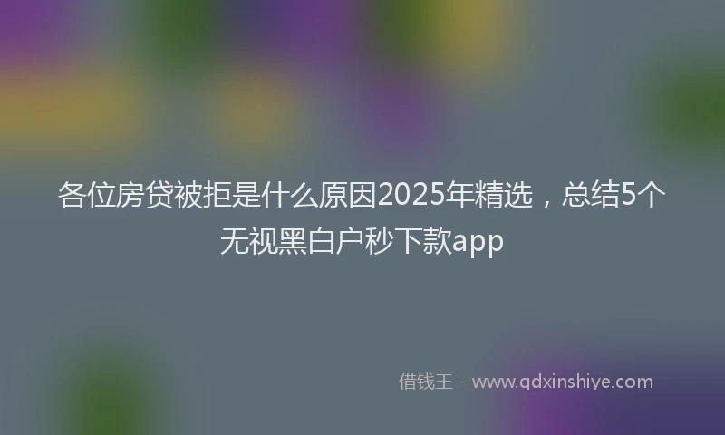 各位房贷被拒是什么原因2025年精选，总结5个无视黑白户秒下款app