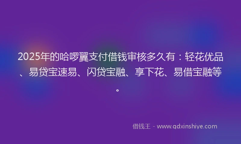 2025年的哈啰翼支付借钱审核多久有：轻花优品、易贷宝速易、闪贷宝融、享下花、易借宝融等。