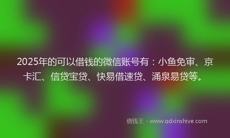 2025年的可以借钱的微信账号有：小鱼免审、京卡汇、信贷宝贷、快易借速贷、涌泉易贷等。