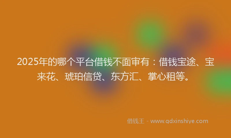 2025年的哪个平台借钱不面审有：借钱宝途、宝来花、琥珀信贷、东方汇、掌心租等。