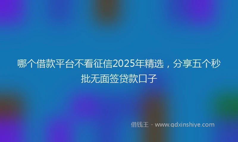 哪个借款平台不看征信2025年精选，分享五个秒批无面签贷款口子