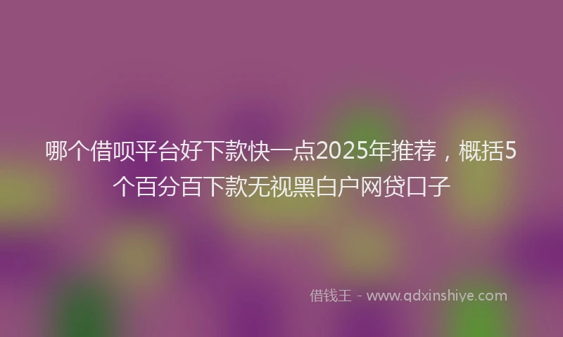 哪个借呗平台好下款快一点2025年推荐，概括5个百分百下款无视黑白户网贷口子