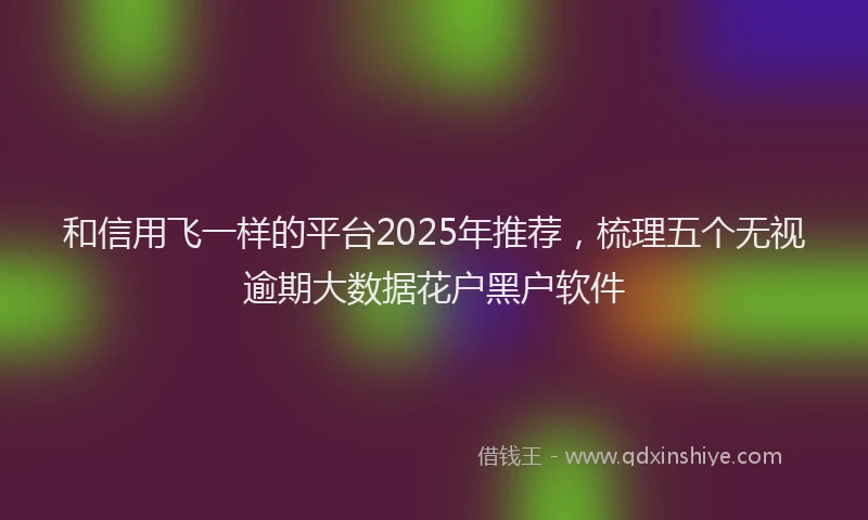 和信用飞一样的平台2025年推荐，梳理五个无视逾期大数据花户黑户软件