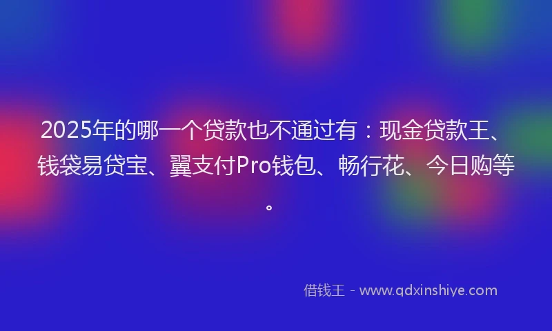 2025年的哪一个贷款也不通过有：现金贷款王、钱袋易贷宝、翼支付Pro钱包、畅行花、今日购等。