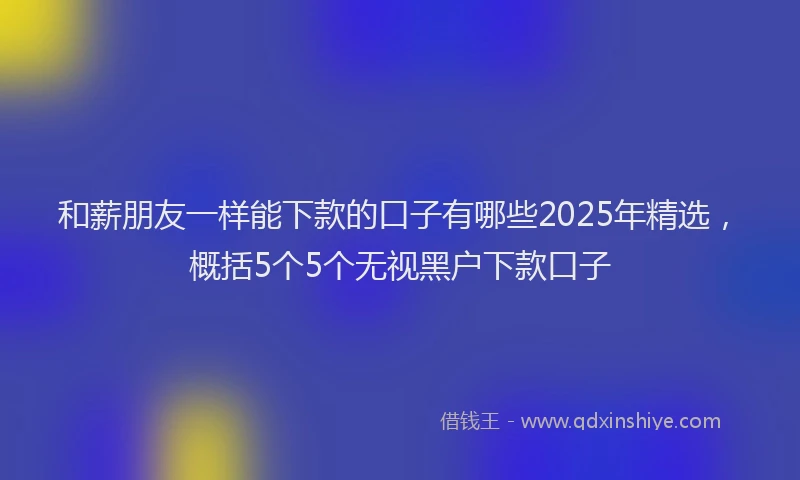 和薪朋友一样能下款的口子有哪些2025年精选，概括5个5个无视黑户下款口子