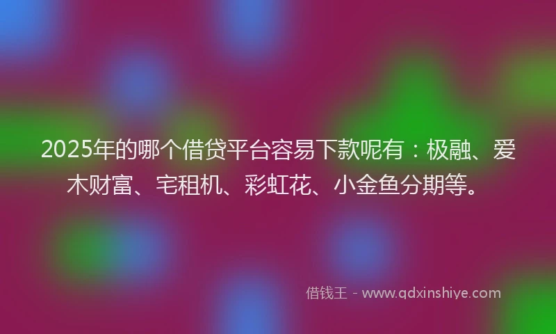 2025年的哪个借贷平台容易下款呢有：极融、爱木财富、宅租机、彩虹花、小金鱼分期等。