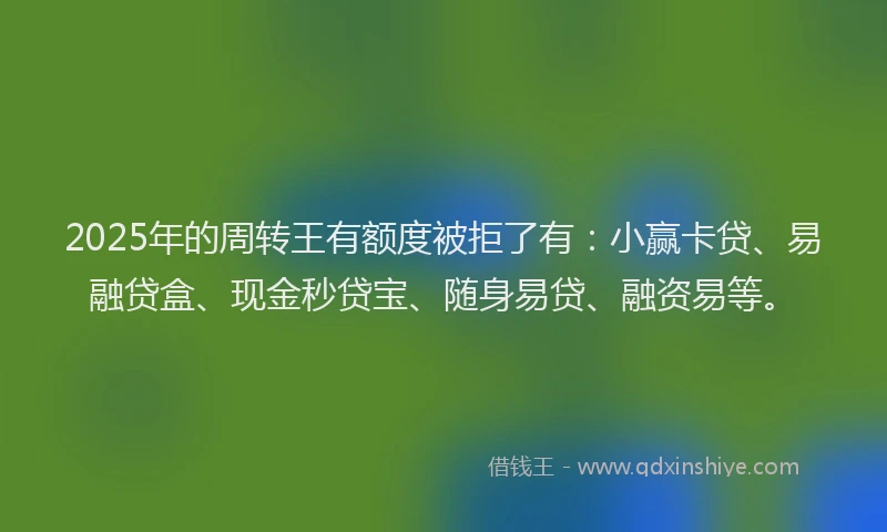 2025年的周转王有额度被拒了有：小赢卡贷、易融贷盒、现金秒贷宝、随身易贷、融资易等。