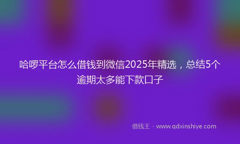 哈啰平台怎么借钱到微信2025年精选，总结5个逾期太多能下款口子