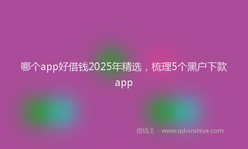 哪个app好借钱2025年精选,梳理5个黑户下款app