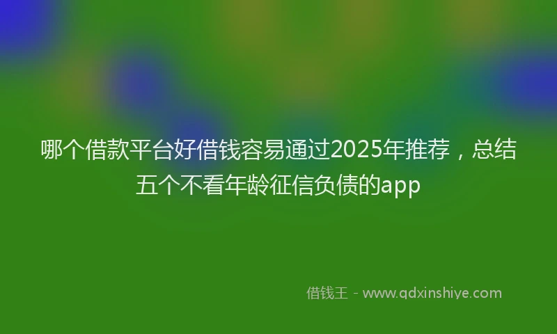 哪个借款平台好借钱容易通过2025年推荐，总结五个不看年龄征信负债的app