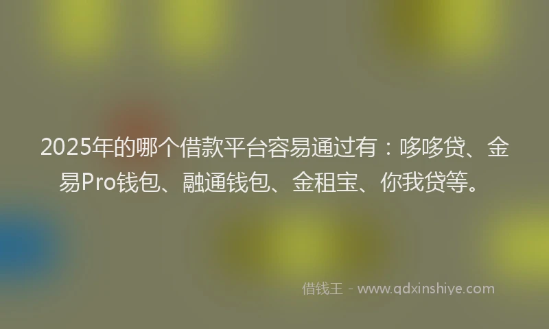 2025年的哪个借款平台容易通过有：哆哆贷、金易Pro钱包、融通钱包、金租宝、你我贷等。