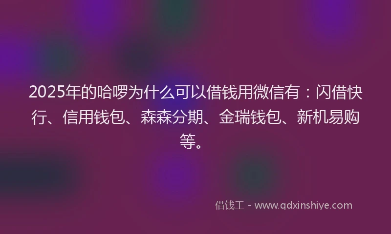 2025年的哈啰为什么可以借钱用微信有：闪借快行、信用钱包、森森分期、金瑞钱包、新机易购等。