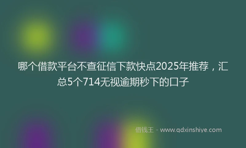 哪个借款平台不查征信下款快点2025年推荐，汇总5个714无视逾期秒下的口子