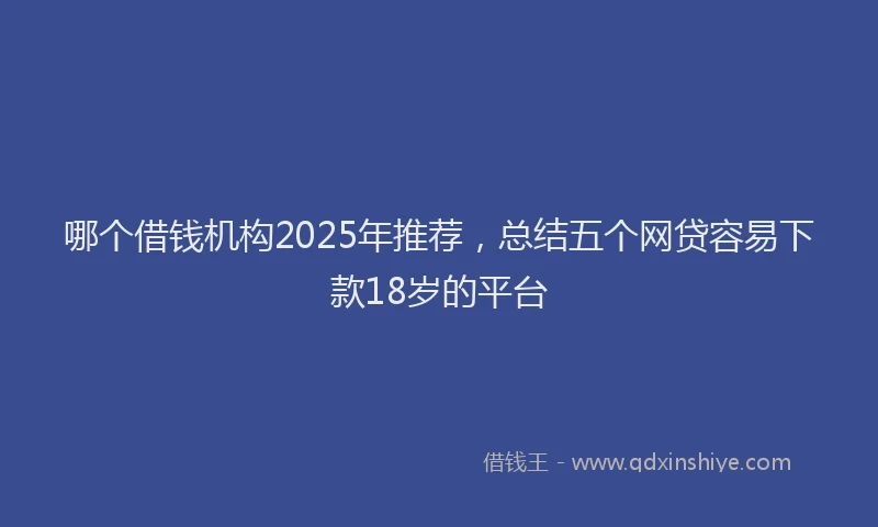 哪个借钱机构2025年推荐，总结五个网贷容易下款18岁的平台