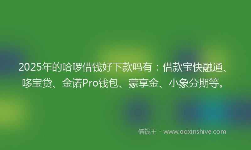 2025年的哈啰借钱好下款吗有：借款宝快融通、哆宝贷、金诺Pro钱包、蒙享金、小象分期等。