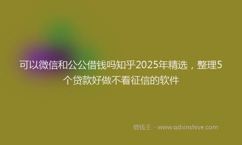 可以微信和公公借钱吗知乎2025年精选，整理5个贷款好做不看征信的软件