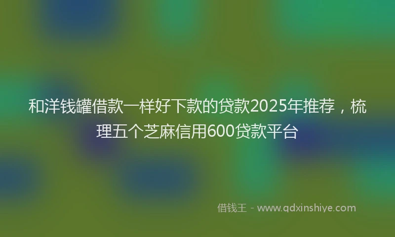 和洋钱罐借款一样好下款的贷款2025年推荐，梳理五个芝麻信用600贷款平台