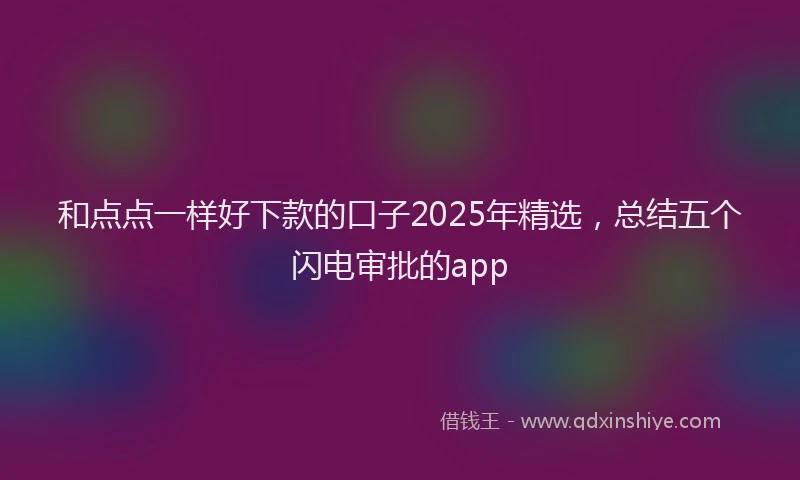 和点点一样好下款的口子2025年精选，总结五个闪电审批的app