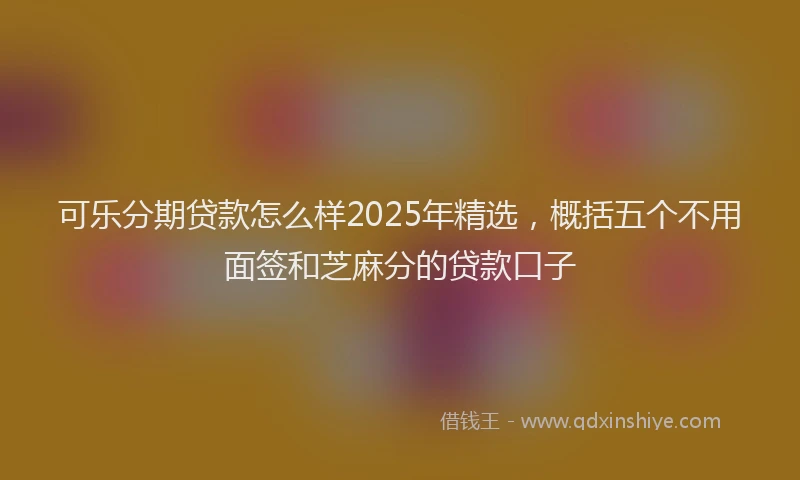 可乐分期贷款怎么样2025年精选，概括五个不用面签和芝麻分的贷款口子