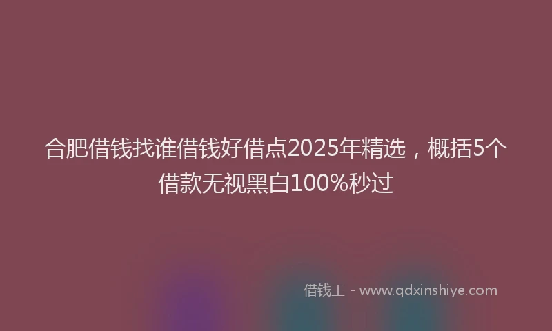 合肥借钱找谁借钱好借点2025年精选，概括5个借款无视黑白100%秒过