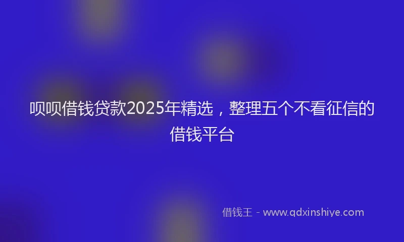 呗呗借钱贷款2025年精选，整理五个不看征信的借钱平台