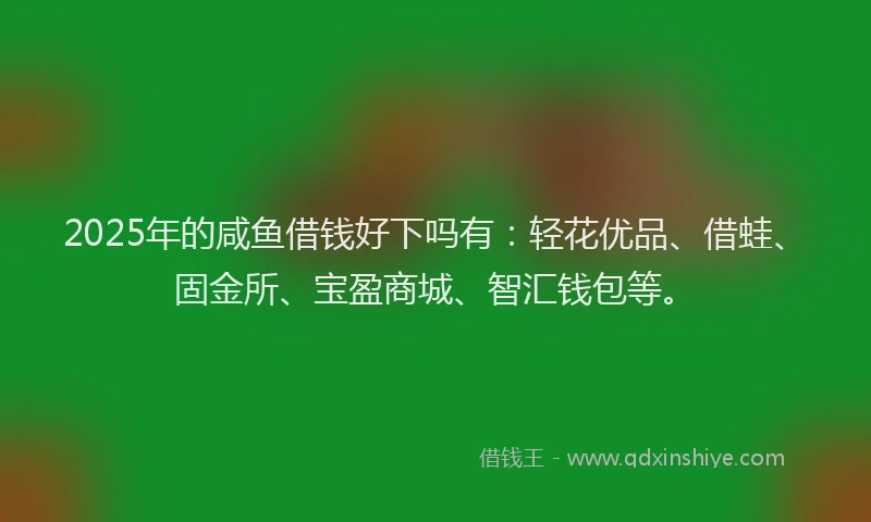 2025年的咸鱼借钱好下吗有:轻花优品、借蛙、固金所、宝盈商城、智汇钱包等。