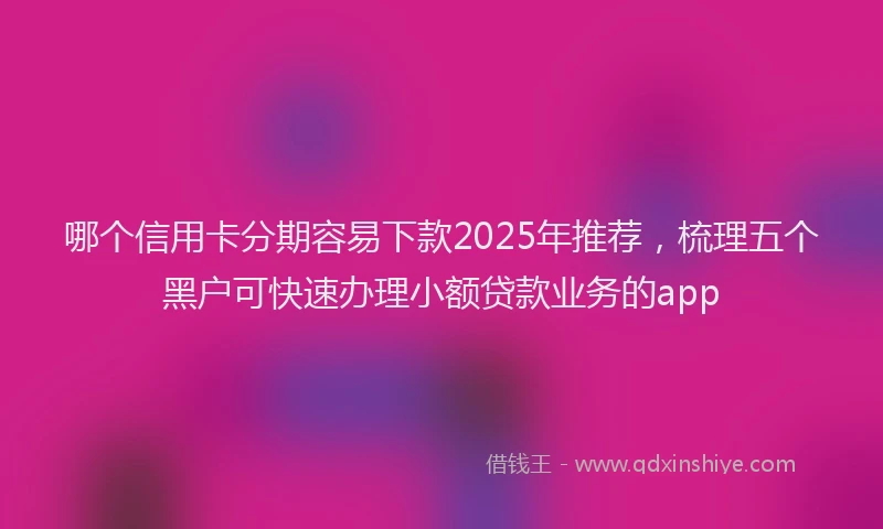 哪个信用卡分期容易下款2025年推荐,梳理五个黑户可快速办理小额贷款业务的app