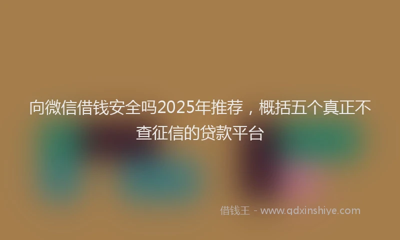 向微信借钱安全吗2025年推荐，概括五个真正不查征信的贷款平台