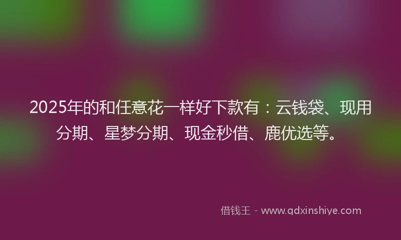 2025年的和任意花一样好下款有：云钱袋、现用分期、星梦分期、现金秒借、鹿优选等。