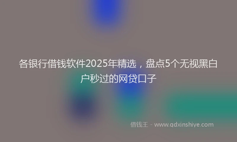 各银行借钱软件2025年精选，盘点5个无视黑白户秒过的网贷口子