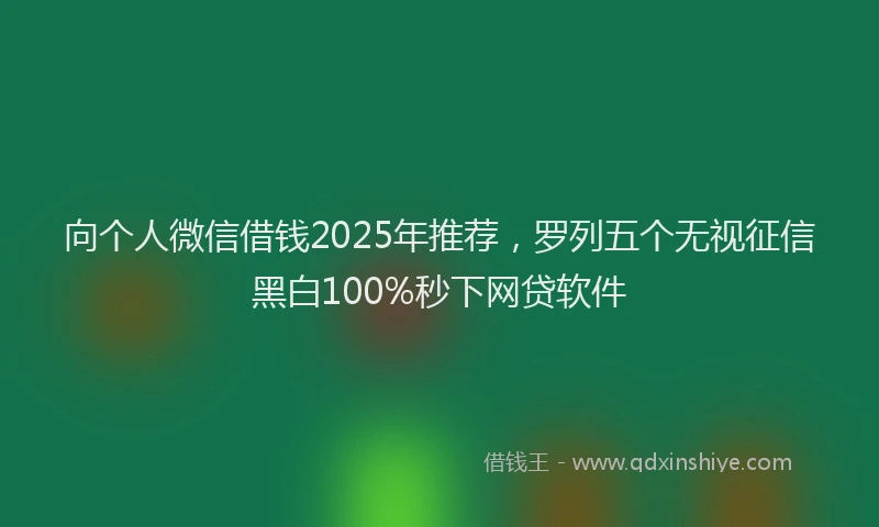 向个人微信借钱2025年推荐，罗列五个无视征信黑白100%秒下网贷软件