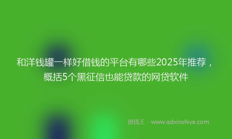和洋钱罐一样好借钱的平台有哪些2025年推荐，概括5个黑征信也能贷款的网贷软件