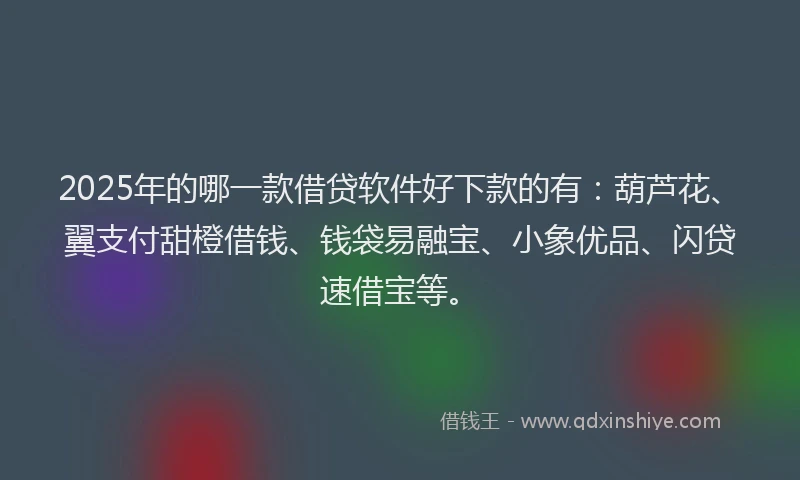 2025年的哪一款借贷软件好下款的有：葫芦花、翼支付甜橙借钱、钱袋易融宝、小象优品、闪贷速借宝等。