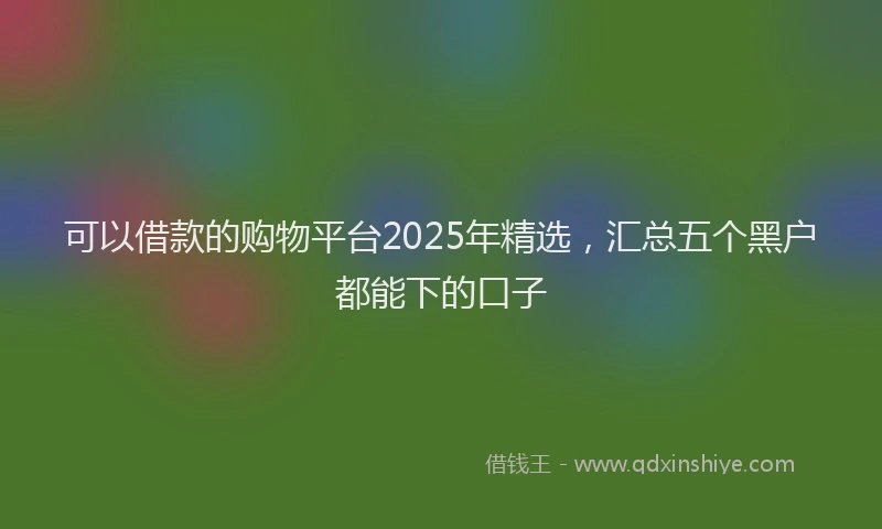 可以借款的购物平台2025年精选，汇总五个黑户都能下的口子