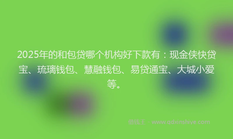 2025年的和包贷哪个机构好下款有：现金侠快贷宝、琉璃钱包、慧融钱包、易贷通宝、大城小爱等。