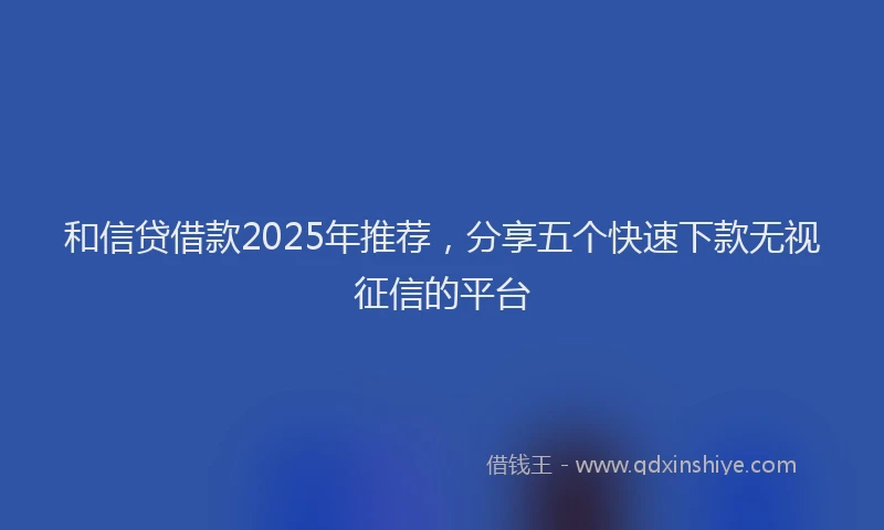 和信贷借款2025年推荐，分享五个快速下款无视征信的平台