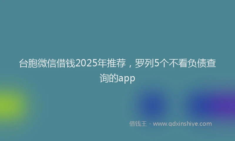 台胞微信借钱2025年推荐，罗列5个不看负债查询的app
