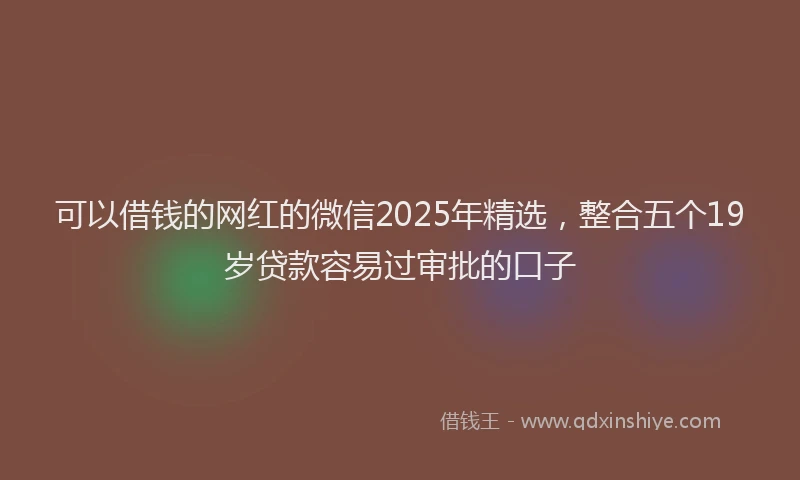 可以借钱的网红的微信2025年精选，整合五个19岁贷款容易过审批的口子