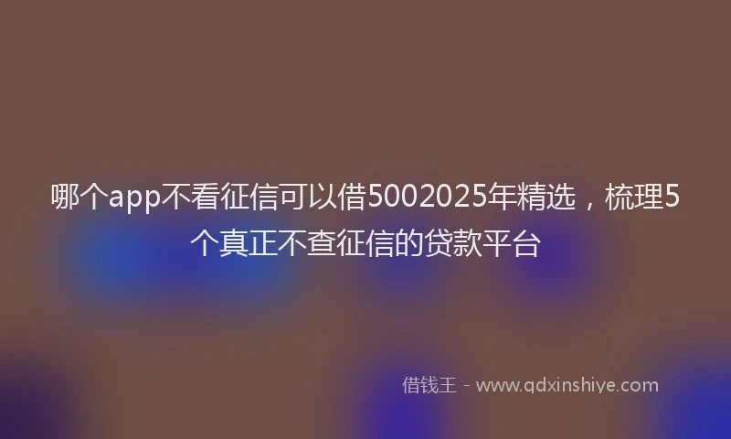 哪个app不看征信可以借5002025年精选，梳理5个真正不查征信的贷款平台