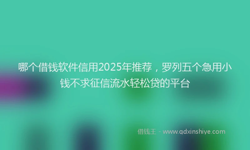 哪个借钱软件信用2025年推荐，罗列五个急用小钱不求征信流水轻松贷的平台