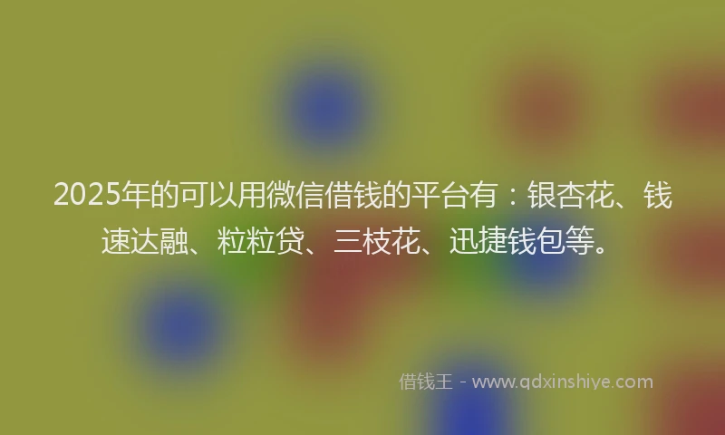 2025年的可以用微信借钱的平台有：银杏花、钱速达融、粒粒贷、三枝花、迅捷钱包等。