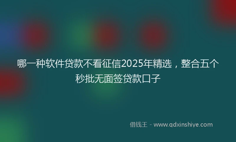 哪一种软件贷款不看征信2025年精选，整合五个秒批无面签贷款口子
