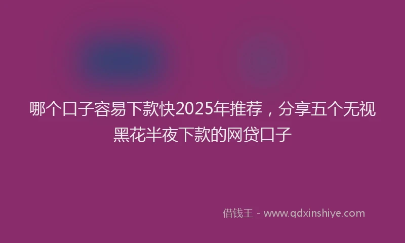 哪个口子容易下款快2025年推荐，分享五个无视黑花半夜下款的网贷口子