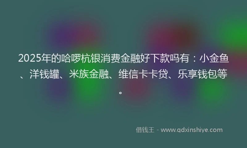 2025年的哈啰杭银消费金融好下款吗有：小金鱼、洋钱罐、米族金融、维信卡卡贷、乐享钱包等。