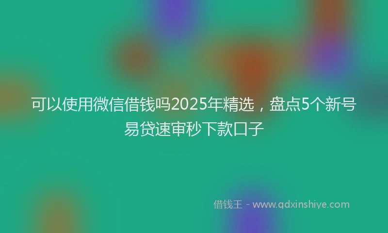 可以使用微信借钱吗2025年精选，盘点5个新号易贷速审秒下款口子
