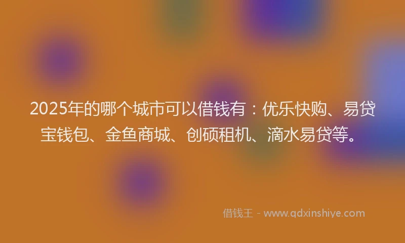 2025年的哪个城市可以借钱有：优乐快购、易贷宝钱包、金鱼商城、创硕租机、滴水易贷等。