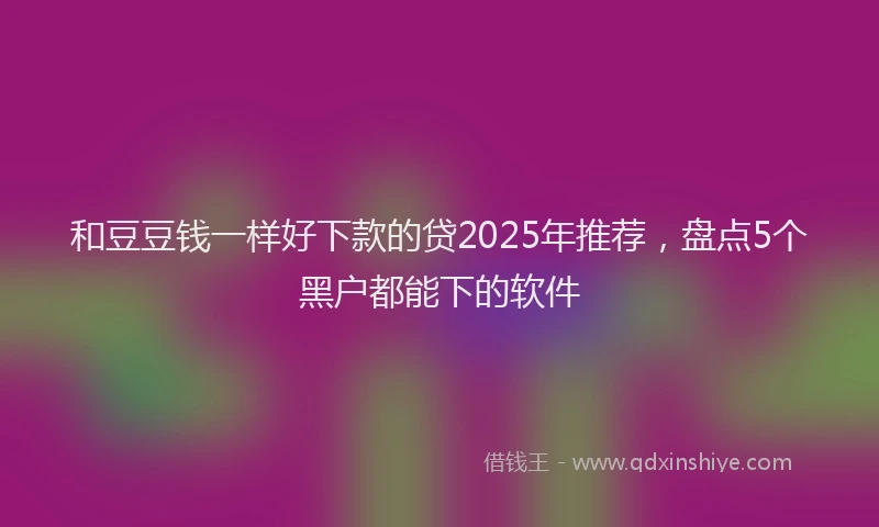 和豆豆钱一样好下款的贷2025年推荐，盘点5个黑户都能下的软件