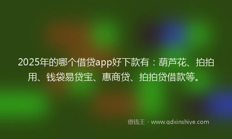2025年的哪个借贷app好下款有：葫芦花、拍拍用、钱袋易贷宝、惠商贷、拍拍贷借款等。